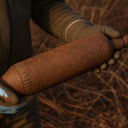 Vraag een offerte aan bij TÜV NORD voor CS-OOO certificaat Persoon met handschoenen houdt oude, roestige explosief uit de grond, symbool voor explosievenopsporing (CS-000).