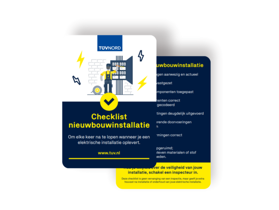 Download checklist nieuwbouwinstallatie Cover van de checklist nieuwbouwinstallatie voor veilige elektrische oplevering.