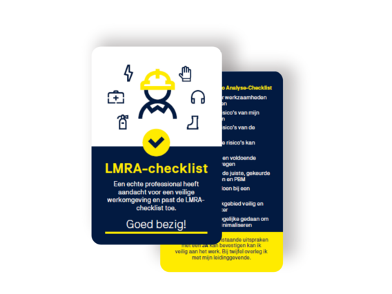 Download LMRA-checklist Cover van de LMRA-checklist voor veilig werken en risicoanalyse.